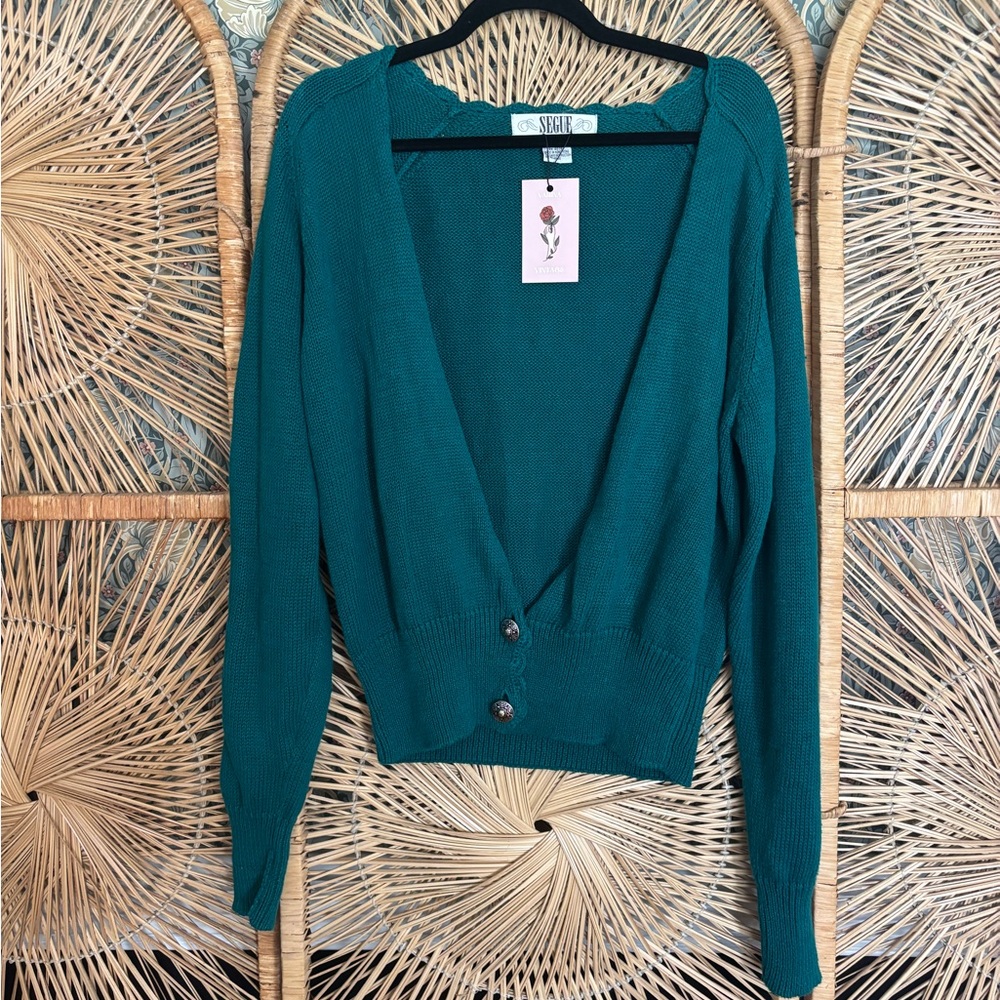 Vintage 1990s teal cardigan